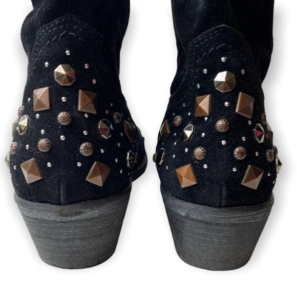 Arnold Churgin Black Suede Studded  Ankle Booties - Picture 8 of 12